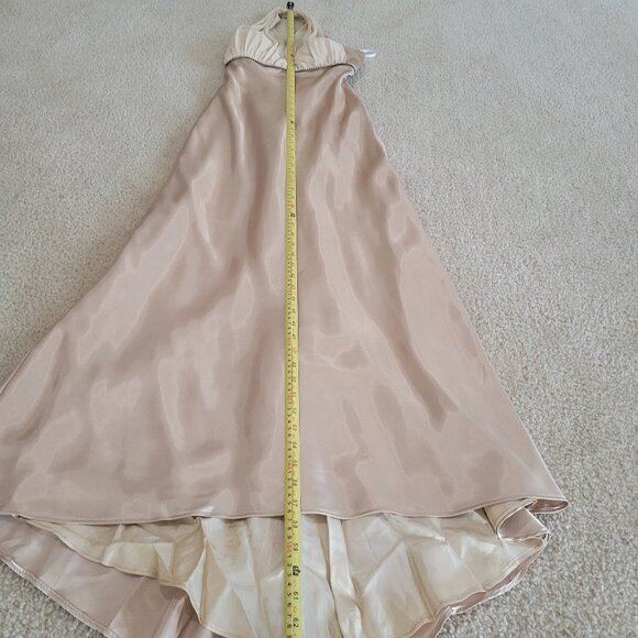 Vintage 90s Y2K Betsy & Adam Dress Size 8 Satin Halter Prom Fishtail Champagne - Picture 6 of 13